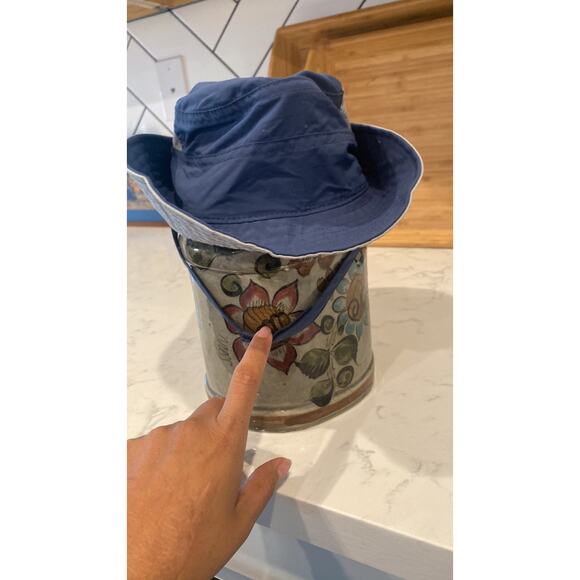 REI Built On Purpose 4Y-7Y sun hat with chin strap fold up or down blue gray - Picture 8 of 8